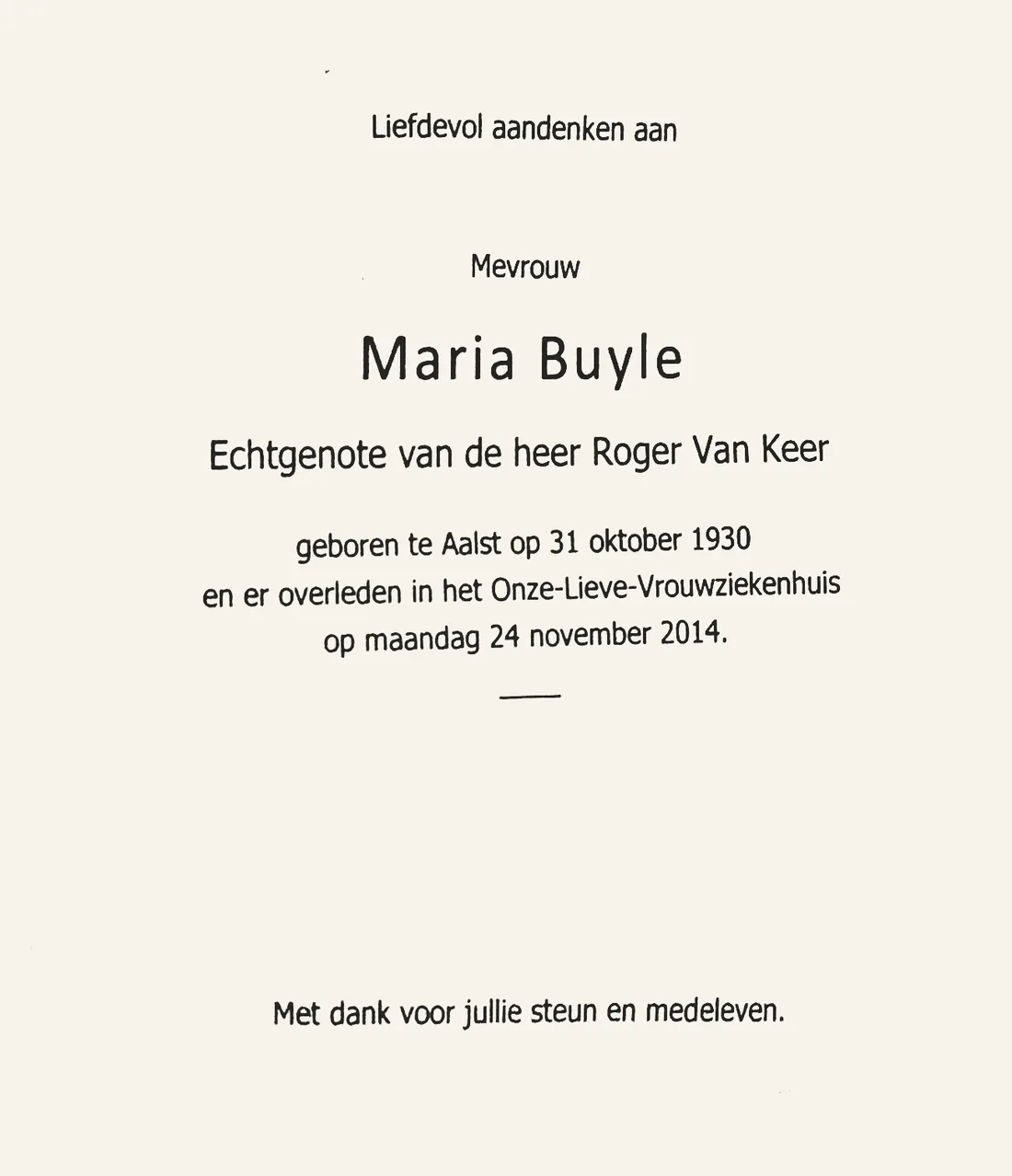 Rouwprentje van Maria Buyle (2/3)